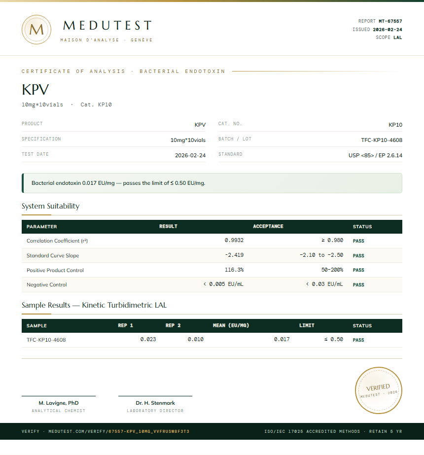 KPV Endotoxin report by Medutest